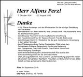 Traueranzeige Alfons Perzl