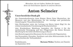 Traueranzeige Anton Selmeier