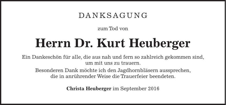 Traueranzeige Kurt Heuberger