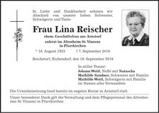 Traueranzeige Lina Reischer