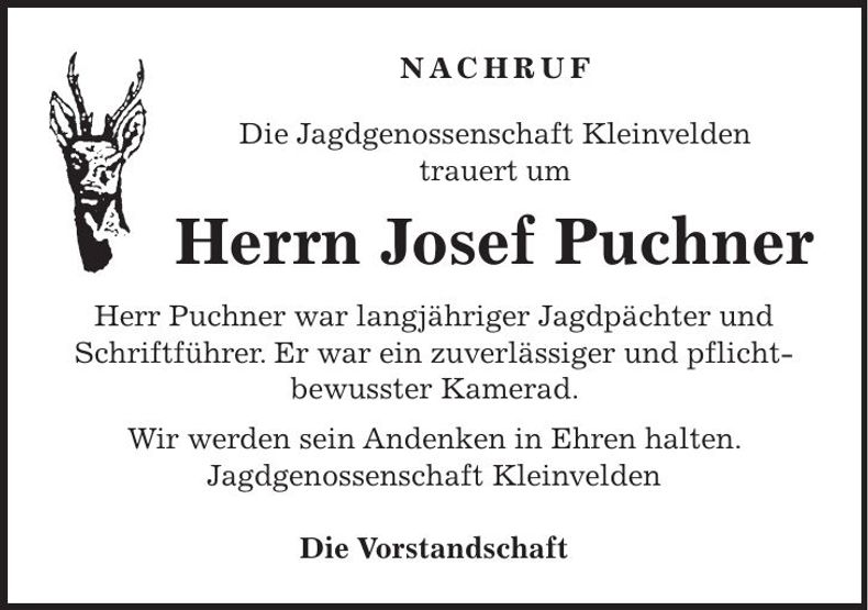 Traueranzeige Josef Puchner