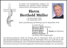 Traueranzeige Berthold Müller