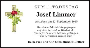 Traueranzeige Josef Limmer