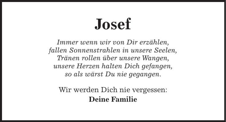 Traueranzeige Josef Schamberger