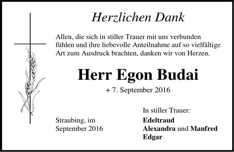 Traueranzeige Egon Budai