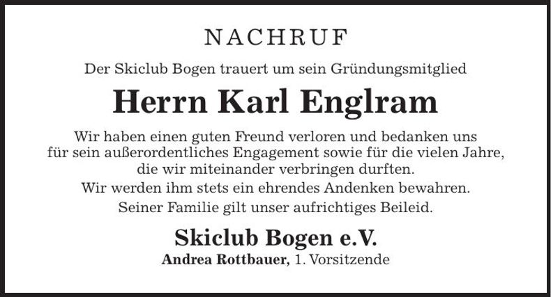 Traueranzeige Englram Karl