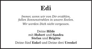 Traueranzeige Eduard Dachs