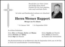 Traueranzeige Werner Ruppert