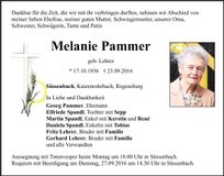 Traueranzeige Melanie Pammer