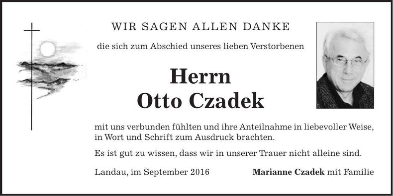 Traueranzeige Otto Czadek