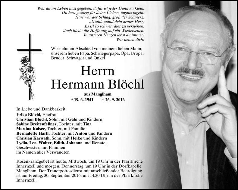 Traueranzeige Hermann Blöchl