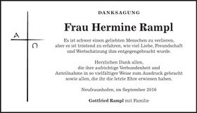 Traueranzeige Hermine Rampl