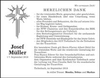 Traueranzeige Josef Müller