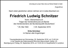 Traueranzeige Friedrich Ludwig Schnitzer