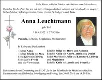 Traueranzeige Anna Leuchtmann