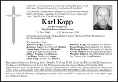 Traueranzeige Karl Kopp