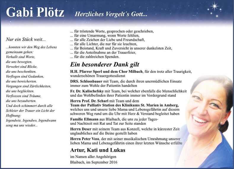Traueranzeige Gabi Plötz