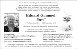 Traueranzeige Eduard Gammel