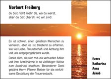 Traueranzeige Norbert Freiberg