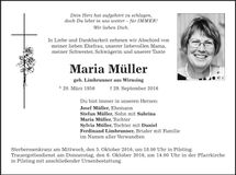 Traueranzeige Maria Müller