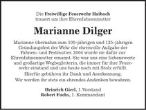Traueranzeige Marianne Dilger