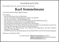 Traueranzeige Karl Semmelmann