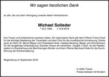 Traueranzeige Michael Solleder
