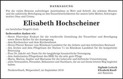 Traueranzeige Elisabeth Hochscheiner