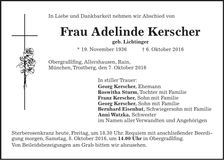 Traueranzeige Adelinde Kerscher