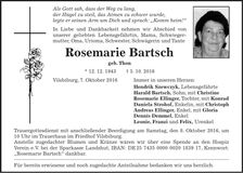 Traueranzeige Rosemarie Bartsch