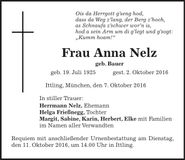 Traueranzeige Anna Nelz