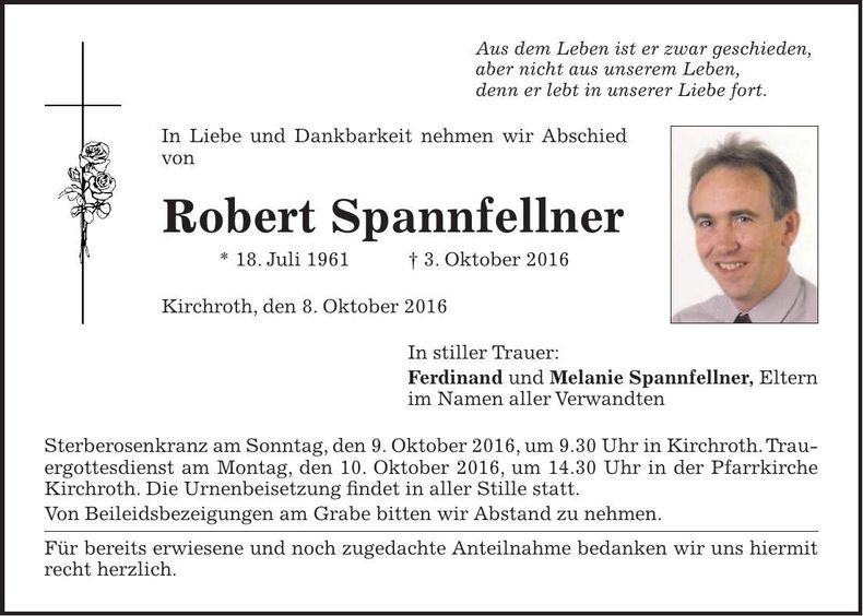 Traueranzeige Robert Spannfellner