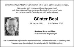 Traueranzeige Günter Besl