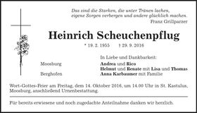 Traueranzeige Heinrich Scheuchenpflug