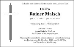 Traueranzeige Rainer Maisch