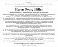 Traueranzeige Georg Hiller