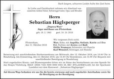 Traueranzeige Sebastian Häglsperger