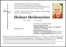 Traueranzeige Helmut Heidenreiter