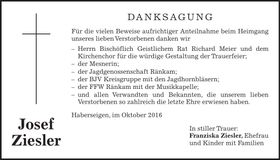 Traueranzeige Josef Ziesler