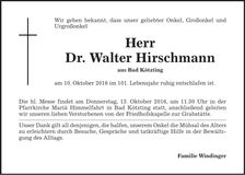 Traueranzeige Walter Dr. Hirschmann