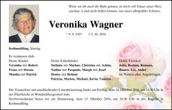 Traueranzeige Veronika Wagner