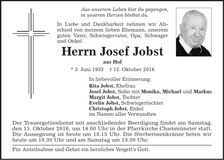 Traueranzeige Josef Jobst
