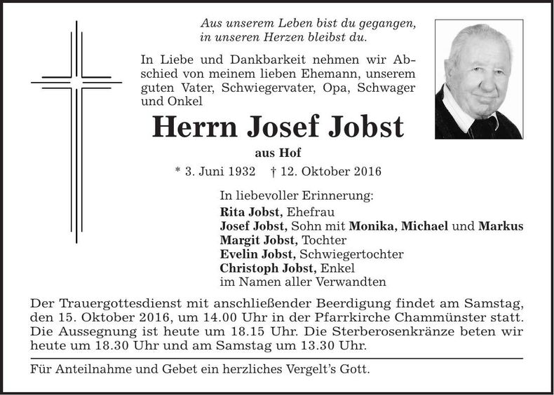 Traueranzeige Josef Jobst