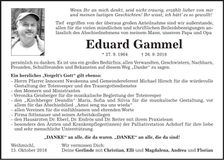Traueranzeige Eduard Gammel