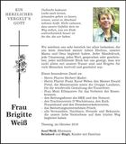 Traueranzeige Brigitte Weiß