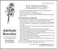 Traueranzeige Adelinde Kerscher