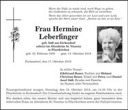 Traueranzeige Hermine Leberfinger