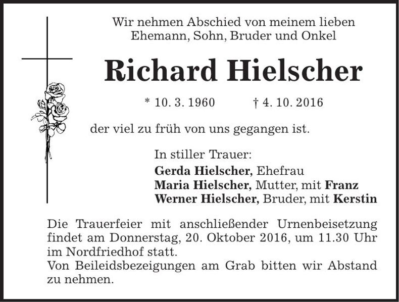 Traueranzeige Richard Hielscher