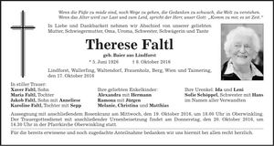 Traueranzeige Therese Faltl