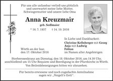 Traueranzeige Anna Kreuzmair